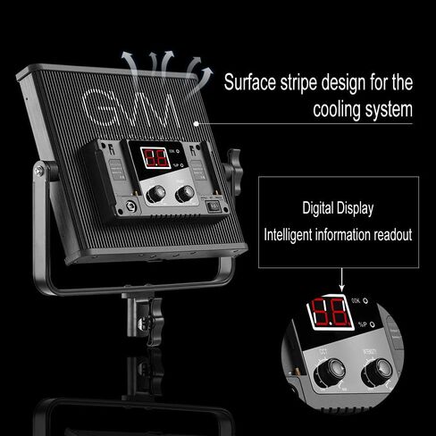 GVM 520LS LED Video Light with Tripod, 3200K-5600K Bi Color Photography Lighting Kit, Digital Display Brightness 10~100% Led Light Panel for YouTube, Studio in Saudi Arabia