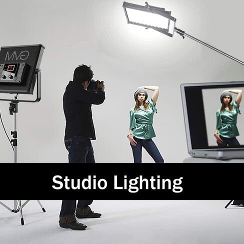 GVM 520LS LED Video Light with Tripod, 3200K-5600K Bi Color Photography Lighting Kit, Digital Display Brightness 10~100% Led Light Panel for YouTube, Studio in Saudi Arabia