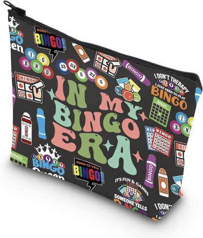 TSOTMO Bingo Player Gift Gambler Gift Lucky Bingo In My Bingo Era Bingo Bag For Women Bingo Lover (BLK- BINGO ERA) in Saudi Arabia