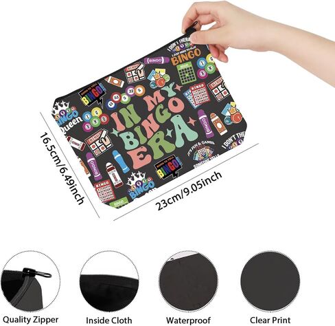 TSOTMO Bingo Player Gift Gambler Gift Lucky Bingo In My Bingo Era Bingo Bag For Women Bingo Lover (BLK- BINGO ERA) in Saudi Arabia
