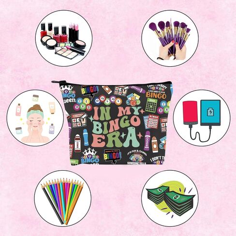 TSOTMO Bingo Player Gift Gambler Gift Lucky Bingo In My Bingo Era Bingo Bag For Women Bingo Lover (BLK- BINGO ERA) in Saudi Arabia