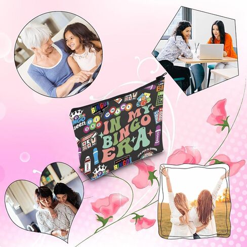 TSOTMO Bingo Player Gift Gambler Gift Lucky Bingo In My Bingo Era Bingo Bag For Women Bingo Lover (BLK- BINGO ERA) in Saudi Arabia