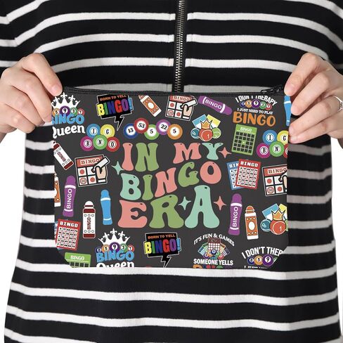 TSOTMO Bingo Player Gift Gambler Gift Lucky Bingo In My Bingo Era Bingo Bag For Women Bingo Lover (BLK- BINGO ERA) in Saudi Arabia