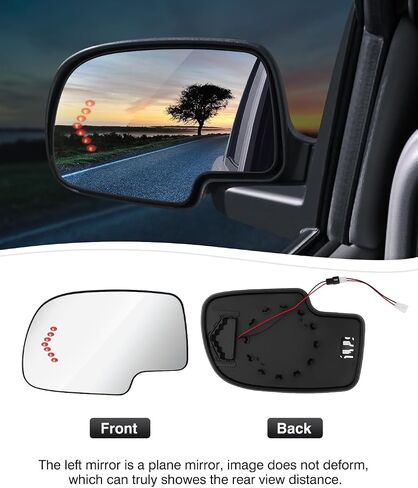 زجاج بديل للمرآة الخارجية من Cartist متوافق مع Chevy Silverado Suburban Tahoe 2003-2006/GMC Sierra Yukon 2007 الملحقات الكلاسيكية سحب المرايا إشارة تسخين الطاقة (جانب القيادة) (الجانب الأيسر) in Saudi Arabia
