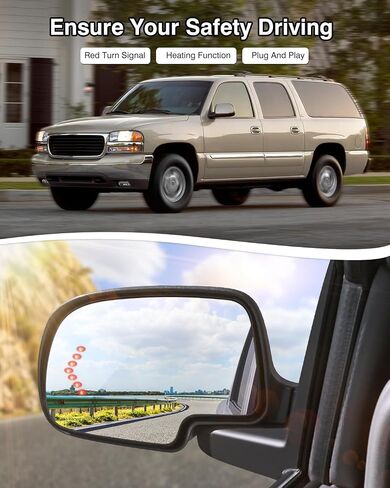 زجاج بديل للمرآة الخارجية من Cartist متوافق مع Chevy Silverado Suburban Tahoe 2003-2006/GMC Sierra Yukon 2007 الملحقات الكلاسيكية سحب المرايا إشارة تسخين الطاقة (جانب القيادة) (الجانب الأيسر) in Kuwait