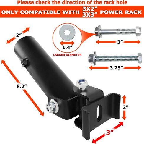 A2ZCARE Power Rack Mounted Landmine Attachment, T Bar Row Landmine Base, Fit 2-inch Olympic Row Bar, Compatible with 3x2 & 3x3 inch Power Cage in Saudi Arabia