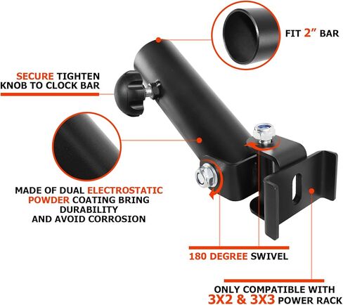 A2ZCARE Power Rack Mounted Landmine Attachment, T Bar Row Landmine Base, Fit 2-inch Olympic Row Bar, Compatible with 3x2 & 3x3 inch Power Cage in Kuwait