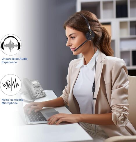 سماعة هاتف Arama RJ9 مع ميكروفون بخاصية إلغاء الضوضاء وسماعة هاتف سلكية متوافقة مع هواتف Polycom Mitel ShoreTel Plantronics Fanvil Alcatel-Lucent HUWEI NEC Siemens Aastra للهواتف المكتبية الأرضية (A800S) in Kuwait