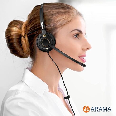 سماعة هاتف Arama RJ9 مع ميكروفون بخاصية إلغاء الضوضاء وسماعة هاتف سلكية متوافقة مع هواتف Polycom Mitel ShoreTel Plantronics Fanvil Alcatel-Lucent HUWEI NEC Siemens Aastra للهواتف المكتبية الأرضية (A800S) in Kuwait
