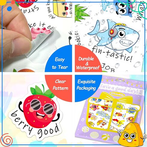 stkjoviale 1000 جهاز كمبيوتر شخصى ملصقات مكافأة Punny للأطفال، ملصقات المعلم للطلاب الابتدائية لطيف تحفيزية ملصقات الفصول الدراسية الحوافز ملصقات التورية الفينيل اللوازم المدرسية in Kuwait