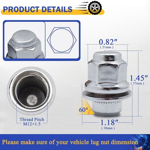 M12x1.5 Chrome Factory Style Lug Nuts Wheel Nut for Toyota Tacoma 4Runner FJ Cruiser Lexus GX460 GX470 (OEM# 90942-01033 611-117 611-211) for Most 5 Lug 6 Lug Factory Wheels, 24PCS in Saudi Arabia