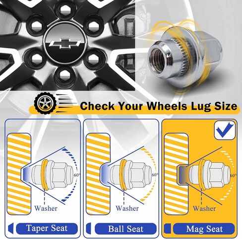 M12x1.5 Chrome Factory Style Lug Nuts Wheel Nut for Toyota Tacoma 4Runner FJ Cruiser Lexus GX460 GX470 (OEM# 90942-01033 611-117 611-211) for Most 5 Lug 6 Lug Factory Wheels, 24PCS in Saudi Arabia