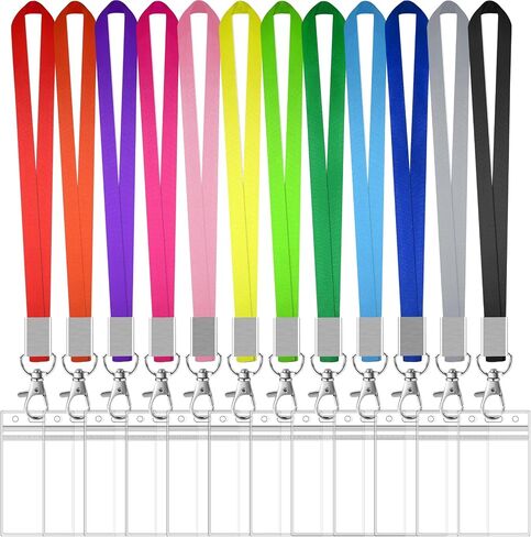 Badge Holder with Lanyard, 24-Pack Clear Vertical ID Card Badge Holder, Durable Badge Holders with Colorful Cruise Lanyards (Inner Size: 2.6’’×3.7’’, 12 Colors) in Saudi Arabia