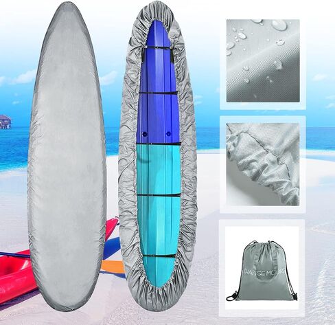 100% Waterproof 15 ft 16 ft Kayak Cover Accessories, Thickened Canoe Cover with 5 Straps for Heavy Wind, Dust & UV Protection SUP Paddle Board Cover for Indoor/Outdoor Storage 14.7-16 ft in Saudi Arabia