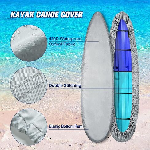 100% Waterproof 15 ft 16 ft Kayak Cover Accessories, Thickened Canoe Cover with 5 Straps for Heavy Wind, Dust & UV Protection SUP Paddle Board Cover for Indoor/Outdoor Storage 14.7-16 ft in Saudi Arabia