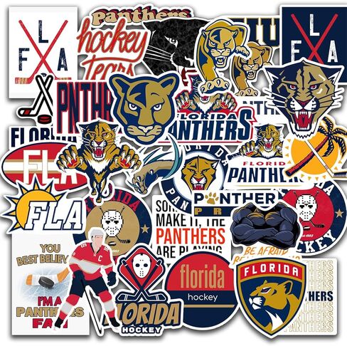 32 PCS Set of Florida Vinyl Panthers Stickers Pack Florida Decal Panthers 2-2.5 inches Product Name in Kuwait