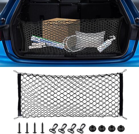 Car Rear Cargo Net, Trunk Organizer, Adjustable Elastic Trunk Storage Net with Hooks, 35.4"x15.7"Double Nylon Mesh Trunk Cargo Storage Organizer, Car Accessories Universal for Car, SUV in Saudi Arabia