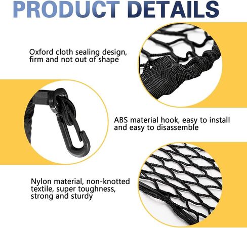 Car Rear Cargo Net, Trunk Organizer, Adjustable Elastic Trunk Storage Net with Hooks, 35.4"x15.7"Double Nylon Mesh Trunk Cargo Storage Organizer, Car Accessories Universal for Car, SUV in Saudi Arabia
