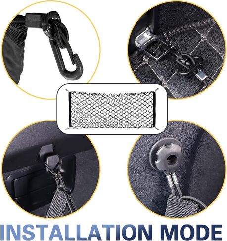 Car Rear Cargo Net, Trunk Organizer, Adjustable Elastic Trunk Storage Net with Hooks, 35.4"x15.7"Double Nylon Mesh Trunk Cargo Storage Organizer, Car Accessories Universal for Car, SUV in Saudi Arabia