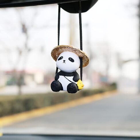Cute Swinging Panda Car Mirror Accessories Fun Interior Rearview Mirrors Ornaments Decoration (Cute Panda) in Saudi Arabia