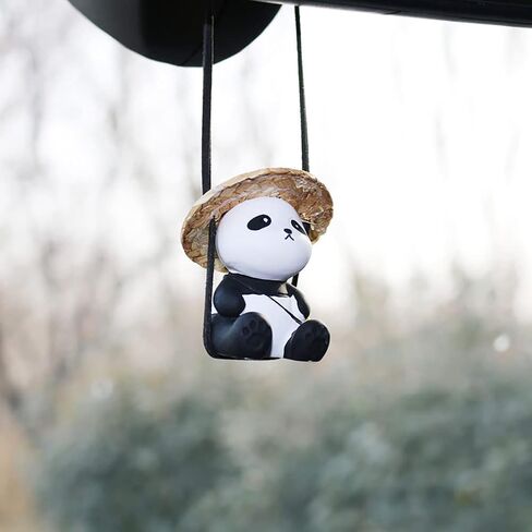 Cute Swinging Panda Car Mirror Accessories Fun Interior Rearview Mirrors Ornaments Decoration (Cute Panda) in Saudi Arabia