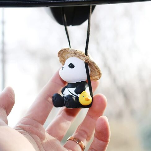 Cute Swinging Panda Car Mirror Accessories Fun Interior Rearview Mirrors Ornaments Decoration (Cute Panda) in Saudi Arabia