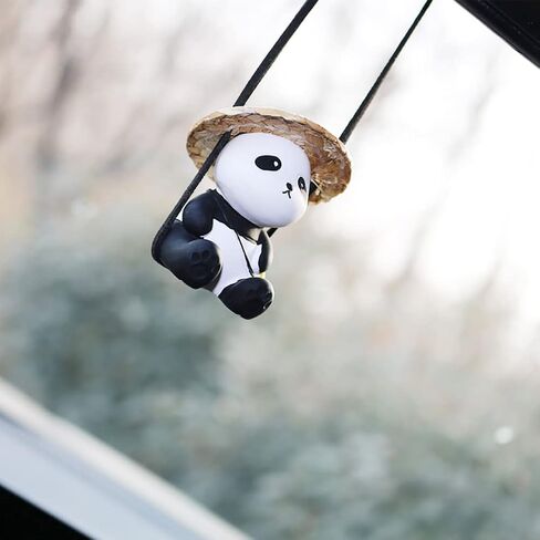 Cute Swinging Panda Car Mirror Accessories Fun Interior Rearview Mirrors Ornaments Decoration (Cute Panda) in Saudi Arabia