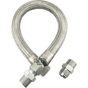 Industrial Grade Heavy Duty Flexible Metal Hose Connector 3/4"" NPT x 24"" Length Air Compressor Stainless Steel Braided