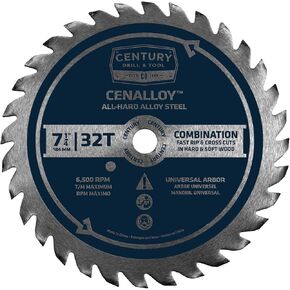 Century Drill & Tool 8203 Cenalloy Combination Circular Saw Blade, 7-1/4" by 32T