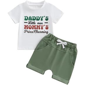 Toddler Baby Boy Summer Clothes Mamas Daddys Short Sleeve T Shirt Shorts Set Cute First Fathers Mothers Day Outfit