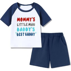 Boys' Summer 2-Piece Outfit Set Short-Sleeve T-Shirt & Casual Shorts Toddler Clothing 18 Months to 5T