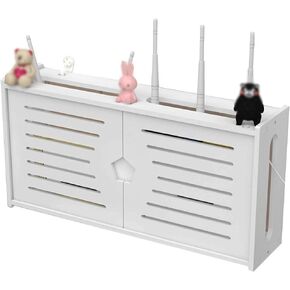 Wireless Network Organizer Router Rack Box WiFi Router Bracket Set Top Floating Wall Mount Shelf Home and Office WiFi Router Adjustable Cable Box (Color: White Size: 48 * 11.5 * 24 cm)