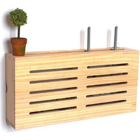 ngddf2haa Router Shelf Router Rack Bracket Wall Mount Floating Wall Shelf WiFi Storage Box Cable Organizer Box Power Strip Protector Easy to Install (Color : Natural Size : 48×9.5×23.5cm)