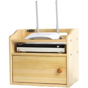 ngddf2haa Wireless Network Organizer Router Storage Box Solid Wood Wire Storage Box Rack TV Set-Top Box Socket Sorting Box Convenient Storage (Color: Wood Color: Wood Color Size: 32x21x29.5 cm)
