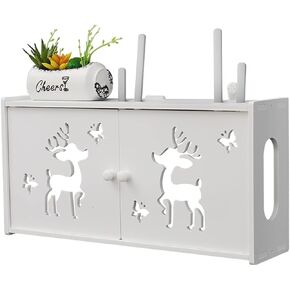 ngddf2haa Router Shelf Router Rack Double Door Bracket Wall Mount Floating Wall Shelf WiFi Storage Box Cable Organizer Box Power Strip Protector Hider (Size : 481228cm)