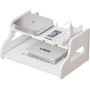 ngddf2haa Wireless Network Organizer Router Bracket Wooden TV Set-Top Box Storage Box Storage Storage Router Shelf White Wire Storage Box (Color: White Size: 302014 cm)