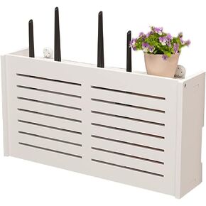 ngddf2haa Router Shelf Wall-Mounted Router Rack Bracket Window-Shades Floating Wall Shelf WiFi Storage Box Power Strip Protector Hider (Size : 38×20cm)