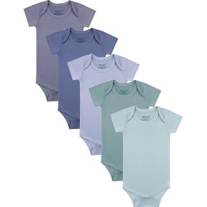 Baby Short Sleve Solid Suituit - Rayon Super Super مصنوع من الخيزران - صبي طفل الأطفال المولود حديثي الولادة - 5 عبوات
