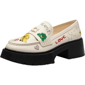 Coach Women's Leah Platform Loafer with Sketch Print, Charcoal/Black, 10