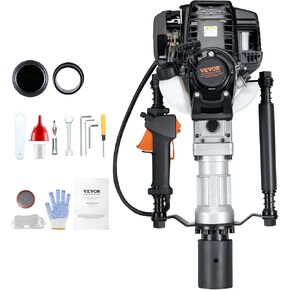VEVOR 37.77CC TOS POST-GAS-POST-GASED ، PINDRIVER من سور بنزين من 4 أشواك ، مع 2 Post Driving Head (55/70 MM) ، 1000W PLEDRIVER PIPLEDRIVER للمزرعة ، المبارزة المزرعة ، تحسينات الطرق