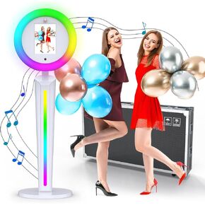Portable Photo Booth Machine with RGB Ring Light & App Control for iPad 9.7/10.2/10.9/12.9 inches Support Custom Logo, Perfect for Selfies, Parties, Rentals & Events (P2)