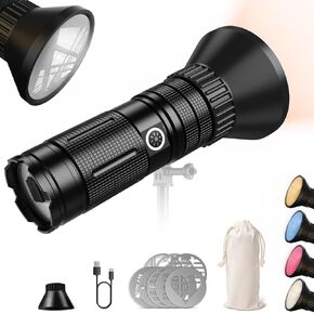 LED Spotlight for Photography,Photography Flashlight RGB 4 Color, 8 Filters Aluminum Alloy Patterned Ambient Light,for Professional Filming/Video Recording/Studio Lighting/Content Creation
