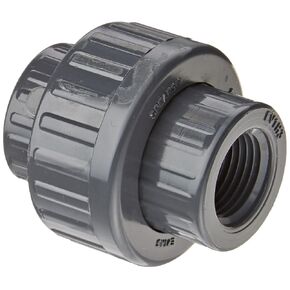 Spears 858 Series PVC Pipe Fitting, Union with Viton O-Ring, Schedule 80, 1/2" NPT Female