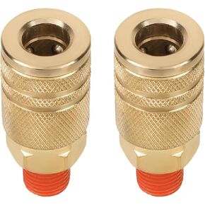 2pcs 1/4 NPT Quick Connect, Sturdy Air Hose Compressor Coupler Line Metal Male Industrial Fittings NPT Air Hose Quick Connector Tool for Auto Repair Shop Professional Jobsites