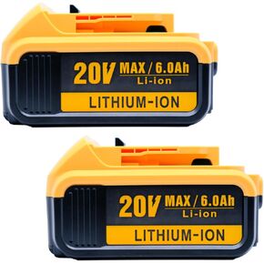 2 Pack 6.0Ah Replacement for Dewalt 20V Max High Capacity Lithium ion Battery Compatible with Dewalt DCB205 DCB206 DCD/DCF/DCG Series