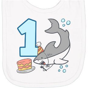inktastic 1st Birthday Shark with Cake Newborn Bib