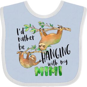 inktastic Id Rather Be Hanging with My Mimi- Cute Sloths Baby Bib