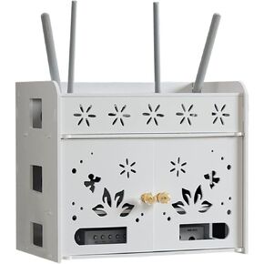 Optical Cat Wireless Router Storage Box Desktop Landing Free Punching Rack Wall-Mounted Creative WiFi Set-top Box Easy Storage Storage Box (White 31 * 27cm)