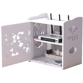 ngddf2haa Wireless Network Organizer WiFi Router Storage Box Desk Line Power Code Socket Storage Box Junction Box Set Top Box e Flame Retardant (Color: White Size: 30 × 20 x 32 cm)