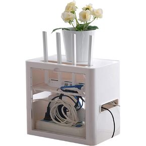 ngddf2haa Router Shelf Router Rack Bracket 2-Tier WiFi Desktop Storage Box Decorative Cable Organizer Box Power Strip Protector Hider (Color : White Size : 25.5×17.5×23.5cm)